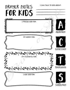 the printable prayer notes for kids