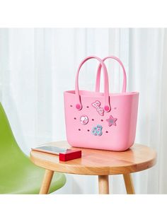 Barbie Shining Collection Pink Bento Bag - Cute Crocs Design, Sturdy And Durable Cubic Bag Baby Pink    Pu Cartoon Bucket Bag   Women Bags, size features are:Bust: ,Length: ,Sleeve Length: Crocs Bags, Rubber Bags, Bento Bag, Beach Necessities, Bento Bags, Cartoon Bag, Rose Pale, Kids Beachwear, Baby Bag