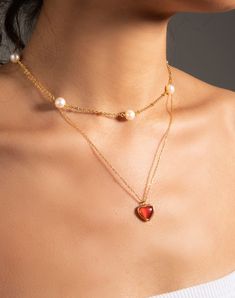 Carnelian Crystal Stone Heart Necklace | En Route Jewelry En Route Jewelry, Red Heart Necklace, Chakra Racine, Carnelian Jewelry, Carnelian Crystal, Carnelian Necklace, Carnelian Stone, Gold Heart Necklace, Root Chakra