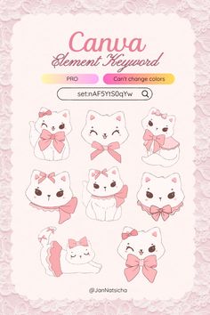 Canva Element Keyword Coquette Core 🎀 Credits to the owner @JanNatsicha Coquette Cat, Cat Bow