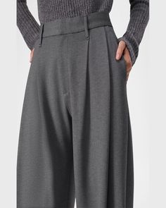 "Find RAG & BONE Cecily Ponte Pants on Editorialist. Rag amp; Bone \"Cecily\" ponte knit pants featuring a pleated front Approx. 28.5\" inseam Midrise; sits high on the hip Fourpocket style Relaxed, tapered fit Ankle length Concealed button/zip fly; belt loops Viscose/nylon/polyamide/elastane Machine wash cold Imported" Gray Pleated Bottoms For Fall, Pleated Tapered Leg Bottoms For Fall, Fall Pleated Tapered Leg Bottoms, Gray Pleated Bottoms For Winter, Pleated Gray Winter Bottoms, Winter Pleated Gray Bottoms, Gray Pleated Bottoms For Workwear, Winter Gray Pleated Bottoms, Gray Pleated Winter Bottoms