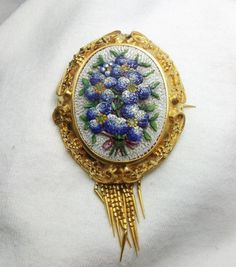 Victorian Micro Mosaic Brooch Dress And Accessories, Micro Mosaic Jewelry, Mosaic Jewelry, Mosaic Pieces, Floral Brooch, Italian Jewelry, Royal Jewelry, Victorian Jewelry