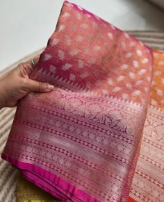 ***BANARASI TISSUE CRUSH KATAN SILK FABRIC SAREE ~Designer blouse piece ~Weaving designer pallu CODE: HPOO1226 WHATSAPP @ 8618709919 / DM **Humble Pleats offers ALL INDIA FREE SHIPPING **Accepts online payments. Do not offer exchanges, cash on delivery, or returns - except for damaged products. In the case of a damaged product, it must be in its original condition in order to be eligible for a return.***Light smudges, mild colour difference,small thread pulls will not be considered as ... Saree Designer Blouse, Silk Saree Designs, Onam Saree, Saree Inspiration, Wow Dresses, Banarasi Fabric, Best Indian Wedding Dresses, Silk Saree Blouse Designs Patterns, Saree Styling