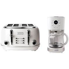 there is a toaster and coffee maker next to each other