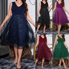 Plus Size Dresses, Elegant Lace Evening Dress, Party Dress, Cocktail Dress, Midi Dress, Formal Dress, Graduation Dress, Mother of the Bride, Bridesmaid Dress, Maxi Dress, This summery free flowing women’s plus size dress is made of soft, lightweight, breathable material that is cool and comfortable to wear and feels great against the skin. Made from high quality polyester and lace sequin overlay this gorgeous cocktail evening dress is sure to get you noticed. Featuring sleeveless backless design Dressy V-neck Holiday Dresses, A-line Cocktail Dress For Christmas, Holiday A-line Midi Dress For Night Out, Holiday Midi Dress For Prom, Dressy Midi Dress For Prom And Holiday, Holiday Dressy Midi Dress For Prom, Dressy Holiday Midi Dress For Prom, Sleeveless Midi Dress For Party Season Night Out, Midi Sleeveless Dress For Party Season Night Out