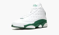 A PE colorway for all-time Jordan Brand great Ray Allen, this white and Celtics-green version of the Air Jordan 13 released in extremely limited quantities at retail in 2011. Complete with Sugar Ray’s logo on each tongue, it’s one of the rarest Air Jordan 13’s ever. Casual Green Basketball Shoes For Streetwear, Green Sporty Basketball Shoes For Streetwear, Sporty Green Basketball Shoes For Streetwear, White High-top Basketball Shoes With Logo, Green Logo Sneakers For Streetwear, White Logo Sporty Basketball Shoes, White Basketball Shoes With Padded Tongue And Round Toe, White Sneakers With Padded Tongue For Streetwear, White Basketball Shoes With Padded Tongue For Casual Wear