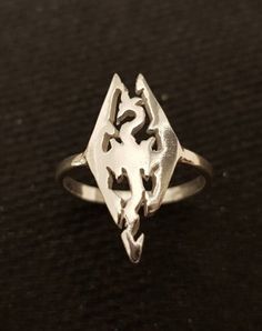 Skyrim Ring, Skyrim Dragon, Emo Jewelry, A Penny, Skyrim, Selling Jewelry, Gorgeous Earrings, Sterling Ring, Handmade Silver