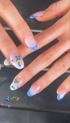 Spring Nails Aesthetic 2024, Summer 24 Nail Ideas, Spring Nail Inspo Almond Shape, Nail Inspiration Almond Spring, Cute Almond Spring Nails, Acrylic Nail Designs For Summer Almond Simple, Costal Floral Nails, Summer Nails 2023 Fruit, Nail Inspo April