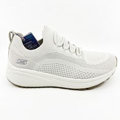 Condition: New Size: Women's  Material: Synthetic Color: Ivory Style: Athletic Dynamic Air-cushioned Lace-up Walking Shoes, White Low-top Slip-on Sneakers With Arch Support, White Non-slip Walking Sneakers, Sketchers Shoes Skechers Usa, White Skechers, White Skechers Dlites, Skechers Bobs, Allegiant, Athletic Shoes