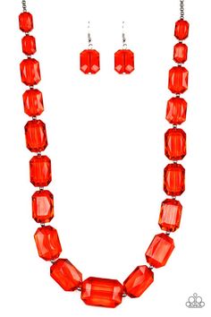 ICE Versa - Red Necklace - TheMasterCollection Paparazzi Accessories Jewelry, Pink Emerald, Red Necklace, Paparazzi Accessories, Exclusive Jewelry, Affordable Jewelry, Paparazzi Jewelry, Silver Accents, Necklace Earring Set