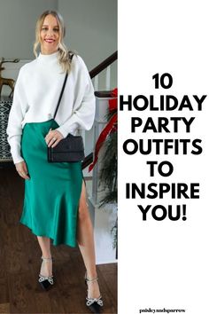 Here are 10 festive holiday outfits that you can wear to any Christmas or New Years party! These are perfect for any style - fancy to leggings! Holiday Party Skirt Outfit, Womens Holiday Outfits, Holiday Brunch Outfit, Festive Holiday Outfits, Holiday Party Outfit Casual, Christmas Party Fashion, Holiday Party Outfits, Casual Holiday Party, Festive Attire