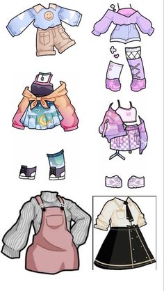 the paper doll is showing different types of clothes