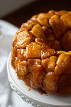 a bundt cake sitting on top of a white plate