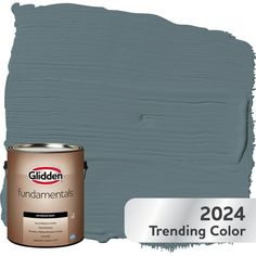 a can of paint with the words, glidden fundamentals trending color