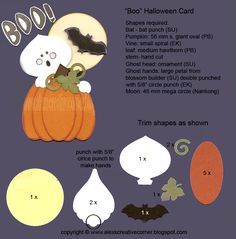 paper pumpkins and bats are cut out to look like booooi halloween cards