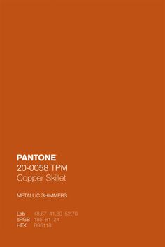 an orange poster with the words pantonee and copper foil in white on it