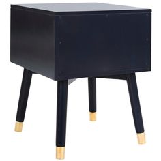 a black and gold side table with two legs