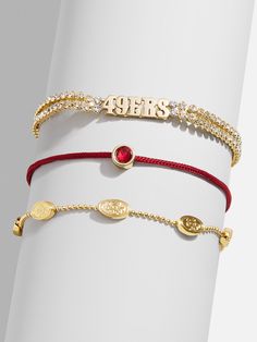 Gear up and show your team spirit with this NFL bracelet set featuring the San Francisco 49ers. Perfect for game day, this set is a must-have for any die-hard fan. Show off your love for football and your favorite team with these bracelets. Go 49ers! Go 49ers, Die Hard, San Francisco 49ers, Team Spirit, Favorite Team, Bracelet Set, Game Day, San Francisco, Nfl