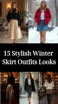 15 Stylish Winter Skirt Outfits Looks Cute Winter Skirt Outfits, Cute Winter Skirt, Winter Skirt Outfits, Fur Skirt, Metallic Pleated Skirt, Winter Outfits For School, Clubbing Outfits, Winter Skirt Outfit, Tulle Skirts