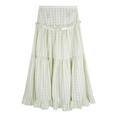 Green Plaid Maxi Skirt Fabric: Polyester Size: M, L, XL Multiple Color Selections: Green, Pink, Blue Pattern: Stripes/Plaid Style: Cute, Girly Summer Outfits Skirt Type: Long Skirt  Season: Summer Casual Ruffled Full Skirt Bottoms, Green Skirt For Daywear, Casual Ruffled Maxi Skirt For Daywear, Green Lined Skirt For Daywear, Green Cotton Maxi Skirt For Day Out, Green Skirt For Summer Daywear, Casual Ruffled Skirt For Daywear, Casual Ruffle Skirt For Daywear, Casual Cotton Maxi Skirt With Ruffles