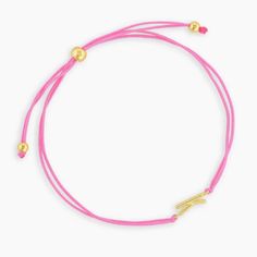 Nwt 18k Gold-Plated Brass Slider-Style Adjusts To Fit Most Wrists Smoke-Free Home, No Modeling Pink Bracelet With Sliding Knot For Gift, Elegant Pink Bracelet With Sliding Knot, Everyday Pink Bracelet With Sliding Knot, Everyday Pink Bracelets With Sliding Knot, Pink Sliding Knot Bracelet For Everyday, Initial K, Gorjana Jewelry, Bracelet Initial, Cute Jewelry