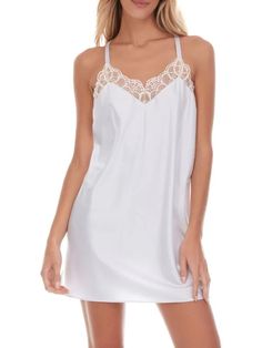 Gabby Lace Trim Chemise Flora Nikrooz, Chemise Dress, Dresses For Sale, Lace Trim, On Sale, Trim, V Neck, Lace, Floral