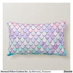 a pink and blue mermaid scales pillow