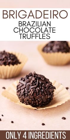 chocolate truffles with text overlay that reads, only 4 ingredients