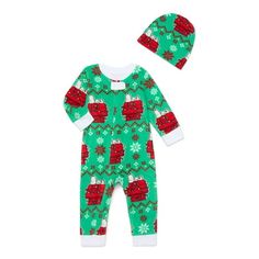 Make this holiday season extra special with these Snoopy Home for the Holidays Matching Family Pajamas. A perfect way to start a new holiday tradition with coordinated pajamas for everyone in the family, even Fido. This one-piece sleeper and cap set is ideal for baby. Crafted in plush, microfleece, this zip-front sleeper is cozy, toasty and best of all easy! Size: 12 Months.  Color: Green.  Gender: unisex.  Age Group: infant. Matching Winter Sets For Pajama Party, Casual Winter Onesie With Cartoon Print, Matching Winter Pajama Party Sets, Winter Holiday Cotton Sleepwear, Matching Sets For Pajama Party In Winter, Casual Holiday Sets For Pajama Party, Green Casual Sleep Onesie, Green Holiday Sets For Winter Season, Green Holiday Sets For Winter