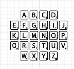 the letters and numbers are arranged in squares to spell out what is on top of them