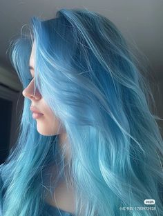 Tips Of Hair Dyed Blue, Blue Hair No Bleach, Cyan Hair Color, Light Blue Hair Aesthetic, Types Of Hair Dye Style, Light Blue Hair Color Ideas, Powder Blue Hair, Light Blue Hair Dye, Smokey Blue Hair