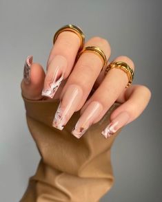 Elegant Nails Classy Coffin, Marble Tip Nails, Nude Ombre Nails, Ombre Nail Designs, Coffin Nails Designs, Fire Nails, Classy Nails, Chic Nails