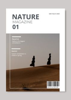 the cover of nature magazine, featuring two people walking on sand dunes in the distance