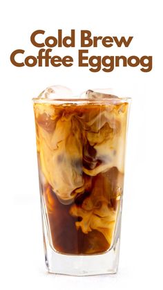 cold coffee in a tall glass with ice cubes