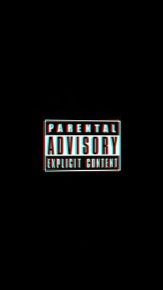 the words parental advisory are displayed in red and blue on a black background with an image of