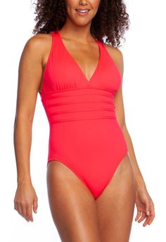 *This item is excluded from all sales and promotions.   Sunbathe poolside in elegance in this one piece multi strap cross-back mio swimsuit by La Blanca. The plunging v-neckline adds a seductive hint, and the multi strap cross-back feature is a true-head turner. Fixed straps and removable cups add coverage and support when needed, and shape enhancing tummy toner offers a sleek, toned look.  • One piece swimsuit • Multi strap cross-back detail • Fixed straps • Plunging v-neck • Removable cups • B Solid Compressive Swimwear With Adjustable Straps, Fitted Cross-tied Strappy Swimwear, Stretch Swimwear With Cross-tied Strappy Back, Cross-tied Strappy Back Swimwear For Poolside, Fitted V-neck Swimwear With Adjustable Straps, One Piece Swimsuit, Toner, Summer Style, Summer Fashion