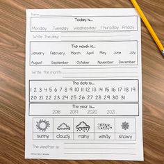 a printable worksheet for beginning and ending the day with pencils on a wooden table