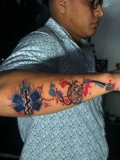 https://instagram.com/johanitabravou?utm_medium=copy_link Emergency Tattoo Ideas, Nursing Sleeve Tattoo, Fire And Ems Tattoos, Ems Tattoos Paramedics, Emt Tattoos For Men, Cardiac Nurse Tattoo, First Responder Tattoo Ideas, Nurse Sleeve Tattoos For Women, Ems Tattoos Female