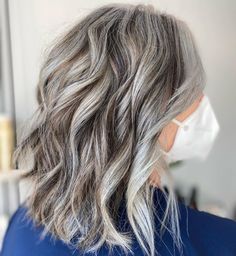 Gray Hair with Brown Lowlights Grey Hair With Brown Lowlights, Transitioning To Gray Hair, Natural White Hair, Brown Lowlights, Grey Brown Hair, Ash Grey Hair, Blue Grey Hair, Grey Hair Care, Grey Hair Dye