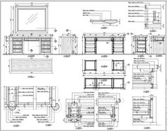 an architectural drawing shows the details of various sections and features for different types of windows