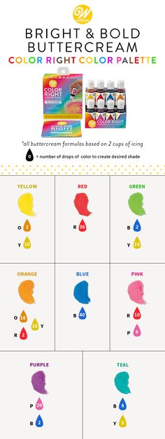 the color chart for bright and bold buttercream