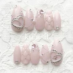 Cute Pink Nails, Swarovski Nails, Gel Nails Diy, Simple Acrylic Nails