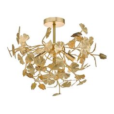 a gold chandelier with leaves on it