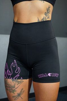 SCRUNCH FLAMES BIKER SHORTS - BLACK / PINK - Kill Crew Kill Crew, Exercise Clothes, Us Forever, Shorts Fit, Dream Outfits, Fitness Inspiration Body, Biker Shorts, Bike Shorts, Fitness Inspiration