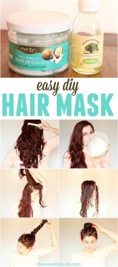 Only two ingredients for this amazing hair mask! After just an hour your hair will be silky smooth! Coconut Oil Hair Mask Diy, Curly Hair Mask, Oil For Curly Hair, Coconut Oil Hair Growth, Homemade Hair Treatments, Diy Coconut, Diy Coconut Oil, Healthy Remedies, Coconut Oil Hair Mask