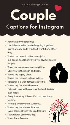 a poster with the words couple captions for instagram