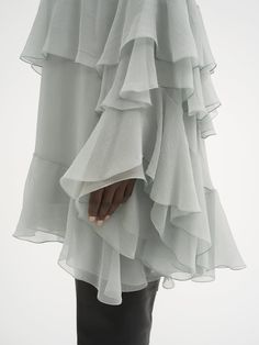 Chloé Mini Ruffled Dress In Silk Mousseline | Chloé US Elegant Ruffled Chiffon Dress For Spring, Spring Evening Ruffle Dress In Chiffon, Spring Evening Ruffle Chiffon Dress, Spring Chiffon Dress With Ruffles And Flowy Skirt, Chic Flowy Chiffon Dress With Ruffles, Chiffon Ruffle Dress For Spring Evening, Chic Long Sleeve Chiffon Dress With Ruffles, Voluminous Ruffled Evening Dresses, Spring Evening Chiffon Dress With Ruffles