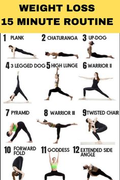 15-Minute Yoga Routine to Lose Weight and Burn Fat #weightloss #health #fitness #yoga #homeworkout #weightloss #weightlossexercise Yoga For Back Fat Loss, Yoga For Weight Reduction, Quick Yoga Routine, Yoga Plan, Physical Goals, Yoga Poses For 2, Fat Yoga, Yoga Routine For Beginners, Poses For Beginners