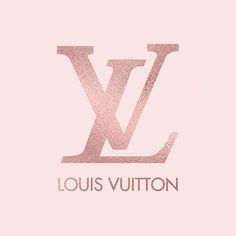 the louis vutton logo is shown in pink and gold foil on a light pink background