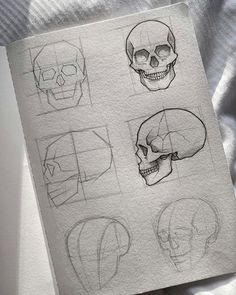 a sheet of paper that has different types of skulls on it, including the head and shoulders